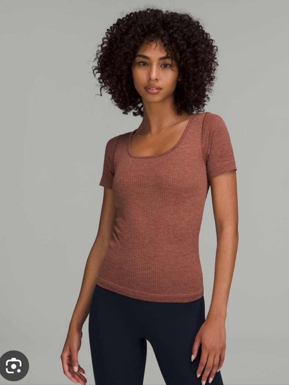 Lululemon Ebb To Street Ribbed Scoop Neck Short Sleeve Top in Dusty Rose